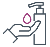 Hand Sanitisers at entry and exit point, multiple stations within the centre and in each therapy room